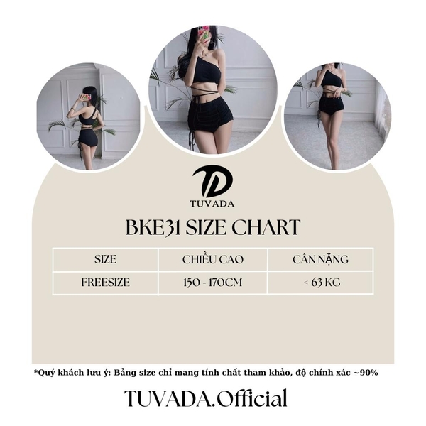 Bikini 1 mảnh khoét eo lệch vai Tuvada - BKE31