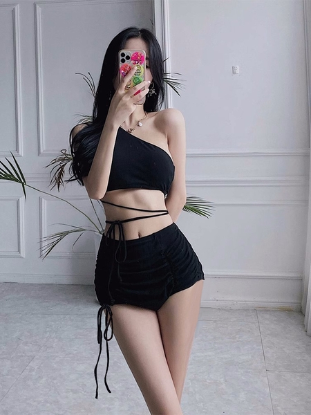 Bikini 1 mảnh khoét eo lệch vai Tuvada - BKE31