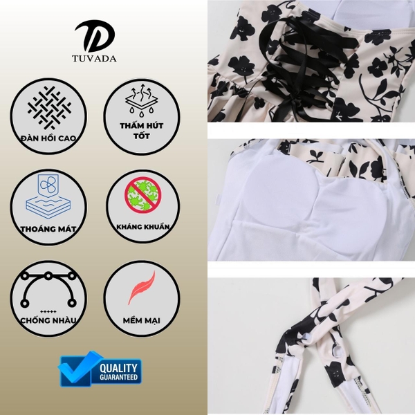 Bikini 1 mảnh liền thân che bụng tốt họa tiết hoa nhí Tuvada - BBD09