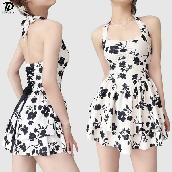 Bikini 1 mảnh liền thân che bụng tốt họa tiết hoa nhí Tuvada - BBD09