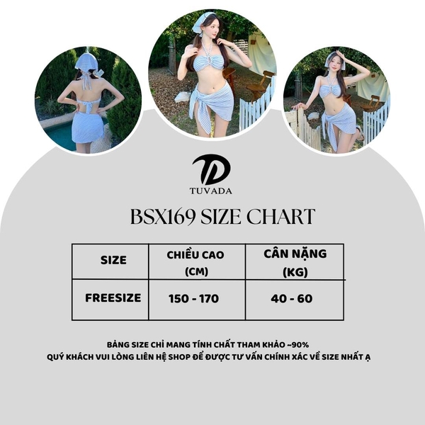 Bikini 2 mảnh cột dây gợi cảm kèm khăn choàng Tuvada - BKS169