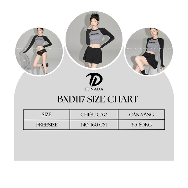 Bikini 2 mảnh dài tay dáng croptop kết hợp đồ tập Tuvada - BXD117