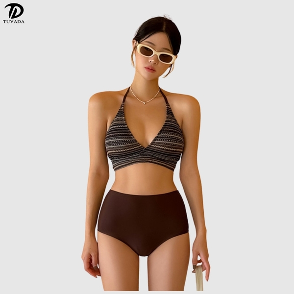 Bikini 2 mảnh thổ cẩm cạp cao che bụng tốt Tuvada - BKN155