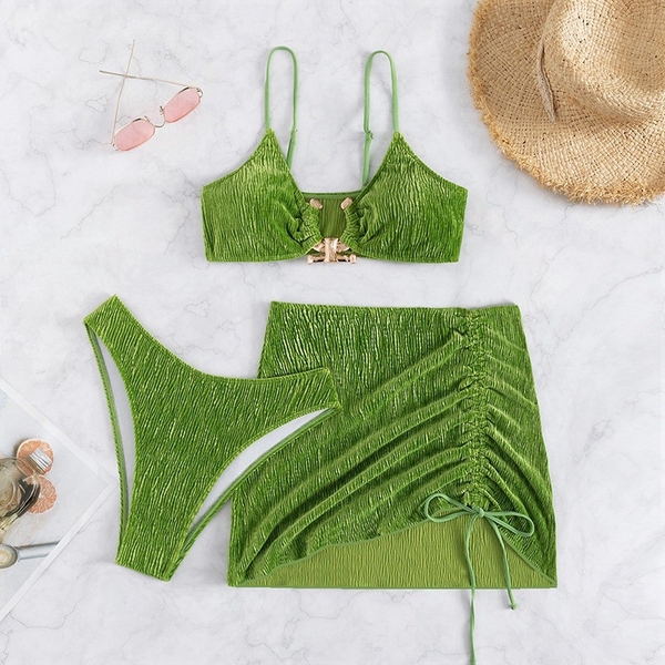 Bikini 3 mảnh đi biển sexy nhung tăm Tuvada - BTH04