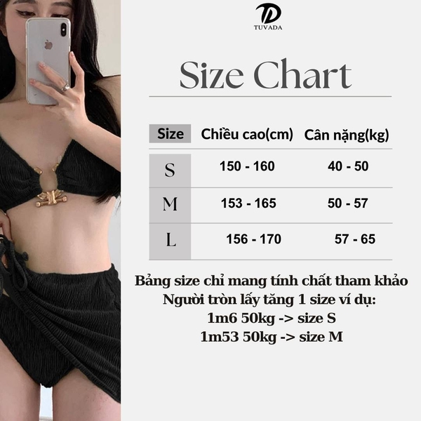 Bikini 3 mảnh đi biển sexy nhung tăm Tuvada - BTH04