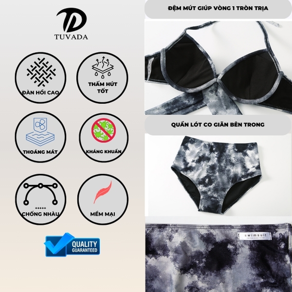 Bikini 3 mảnh họa tiết loang tôn dáng Tuvada - BVD97