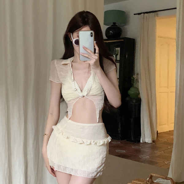 Bikini 3 mảnh kèm áo choàng cánh bướm thời thượng Tuvada - BAB147