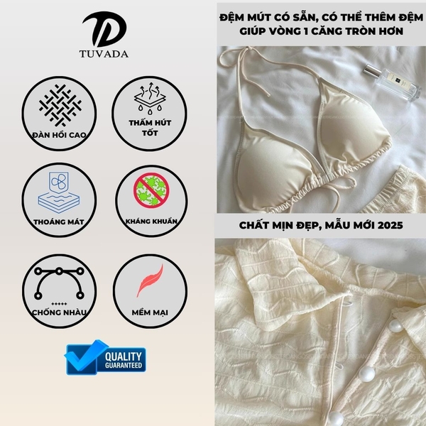 Bikini 3 mảnh kèm áo choàng cánh bướm thời thượng Tuvada - BAB147