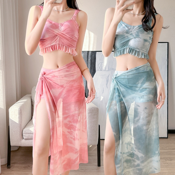 Bikini 3 mảnh kín đáo họa tiết loang màu che khuyết điểm tốt Tuvada - BXH149
