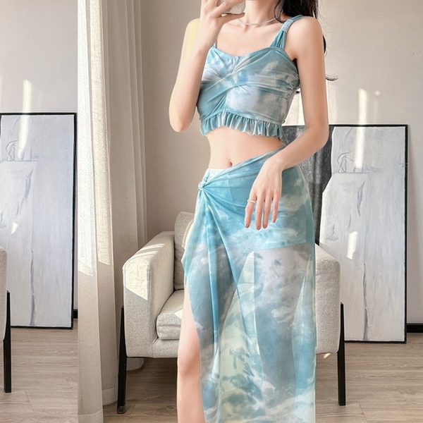 Bikini 3 mảnh kín đáo họa tiết loang màu che khuyết điểm tốt Tuvada - BXH149
