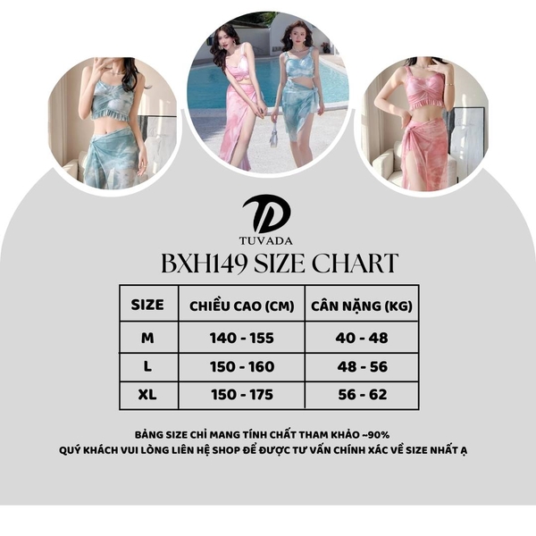 Bikini 3 mảnh kín đáo họa tiết loang màu che khuyết điểm tốt Tuvada - BXH149
