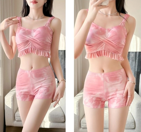 Bikini 3 mảnh kín đáo họa tiết loang màu che khuyết điểm tốt Tuvada - BXH149
