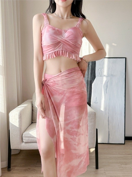 Bikini 3 mảnh kín đáo họa tiết loang màu che khuyết điểm tốt Tuvada - BXH149