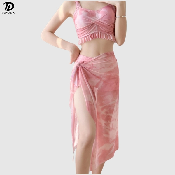 Bikini 3 mảnh kín đáo họa tiết loang màu che khuyết điểm tốt Tuvada - BXH149