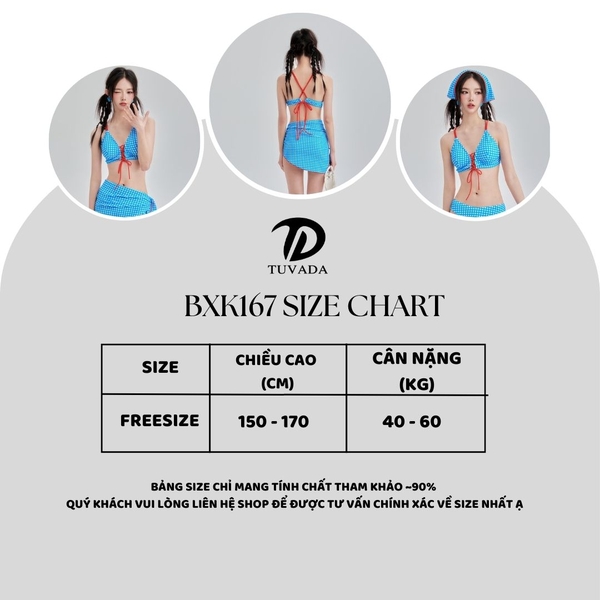 Bikini 3 mảnh tặng kèm khăn tôn dáng tôn da dễ mặc Tuvada - BXK167