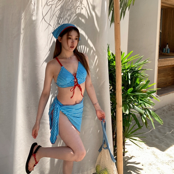 Bikini 3 mảnh tặng kèm khăn tôn dáng tôn da dễ mặc Tuvada - BXK167