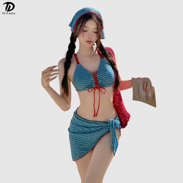 Bikini 3 mảnh tặng kèm khăn tôn dáng tôn da dễ mặc Tuvada - BXK167