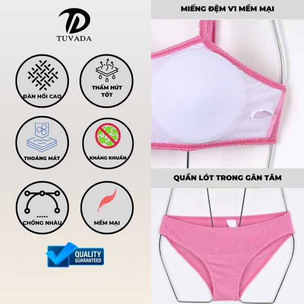 Bikini 3 mảnh vân xốp kiểu dáng 2 dây Tuvada - BVV104