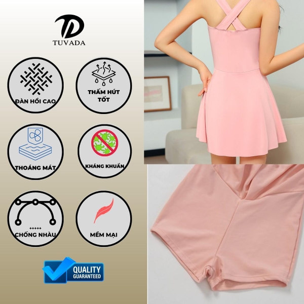 Bikini đi biển 1 mảnh che khuyết điểm cột dây Tuvada -B26