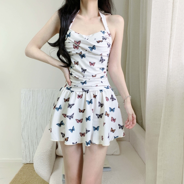 Bikini đi biển 1 mảnh họa tiết bướm buộc dây Tuvada - BVB86