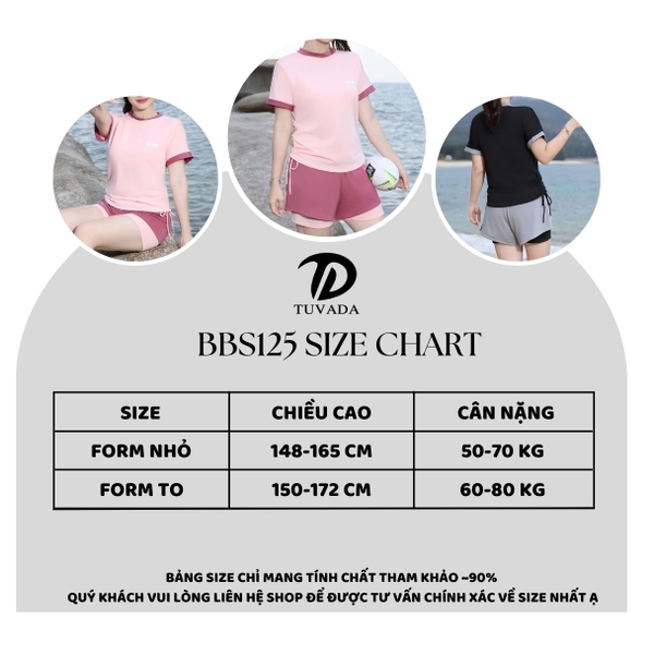 Bikini đi biển 2 mảnh basic form rộng dưới 80kg Tuvada - BBS125