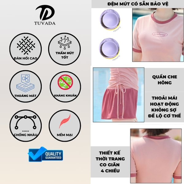Bikini đi biển 2 mảnh basic form rộng dưới 80kg Tuvada - BBS125