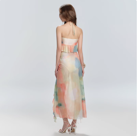 Bikini đi biển 3 mảnh họa tiết màu loang Tuvada - B4M148