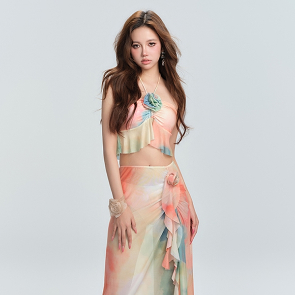 Bikini đi biển 3 mảnh họa tiết màu loang Tuvada - B4M148