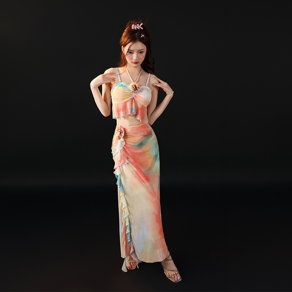 Bikini đi biển 3 mảnh họa tiết màu loang Tuvada - B4M148