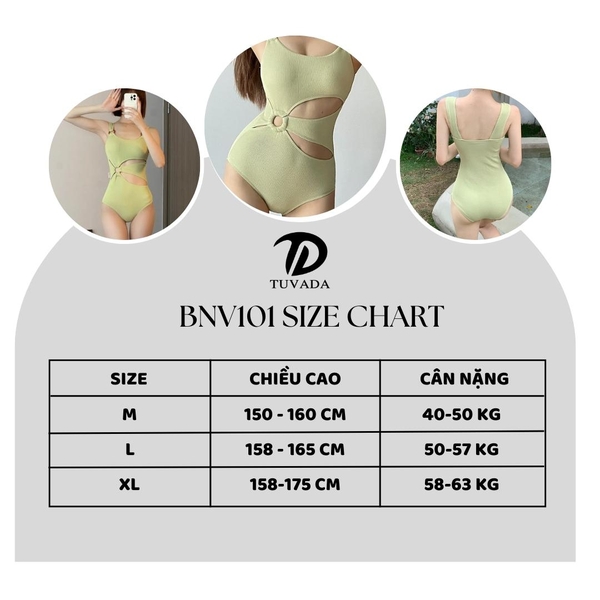 Bikini 1 mảnh đi biển thiết kế xẻ cá tính Tuvada - BNV101