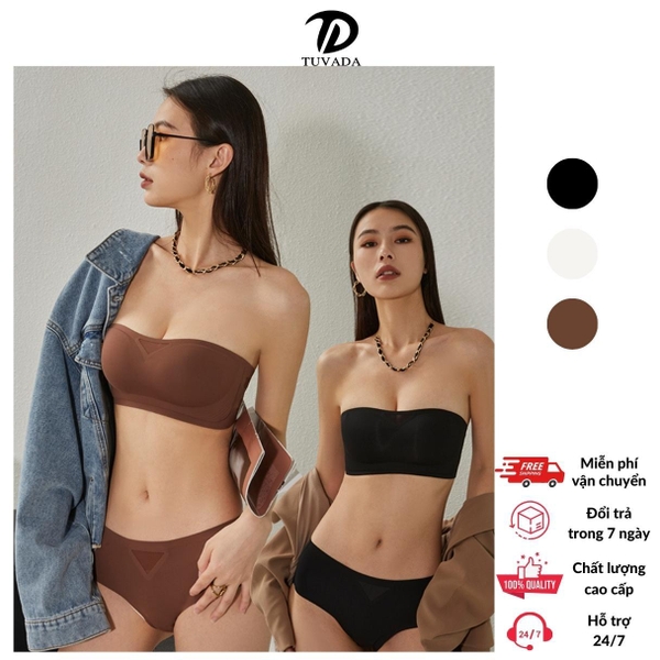 Set cúp ngực chống tụt Tuvada, áo quây cố định ngực, áo lót nâng ngực chất liệu su đúc QCCC - ALQ40
