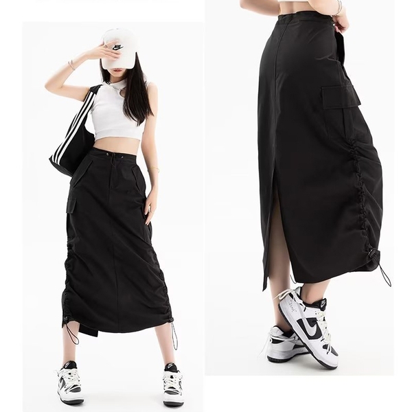 Chân váy dây rút 2 bên dáng dài hàn quốc cao cấp Tuvada - VDC44