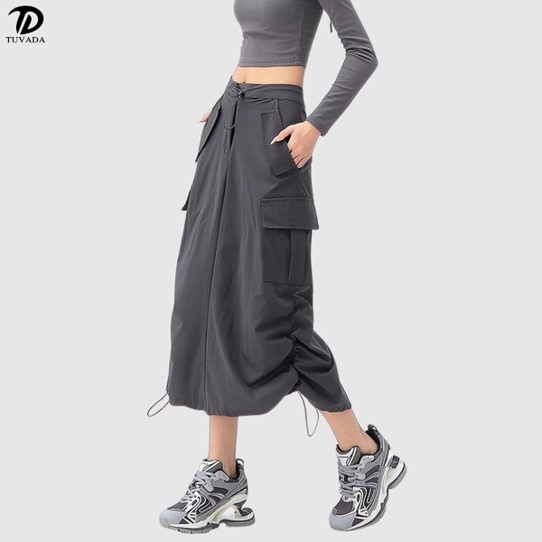 Chân váy dây rút 2 bên dáng dài hàn quốc cao cấp Tuvada - VDC44