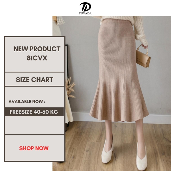 Chân váy len đuôi họa tiết chìm Tuvada- CVX81