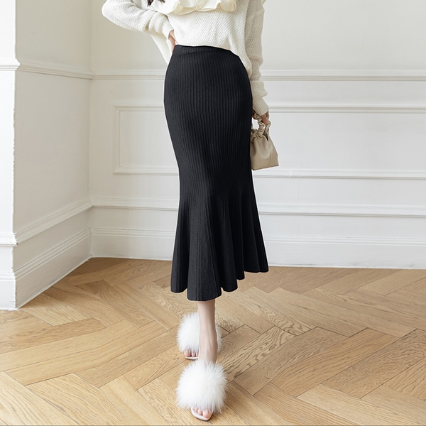 Chân váy len đuôi họa tiết chìm Tuvada- CVX81