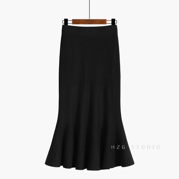 Chân váy len đuôi họa tiết chìm Tuvada- CVX81