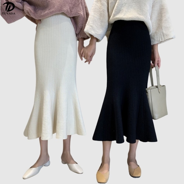 Chân váy len đuôi họa tiết chìm Tuvada- CVX81