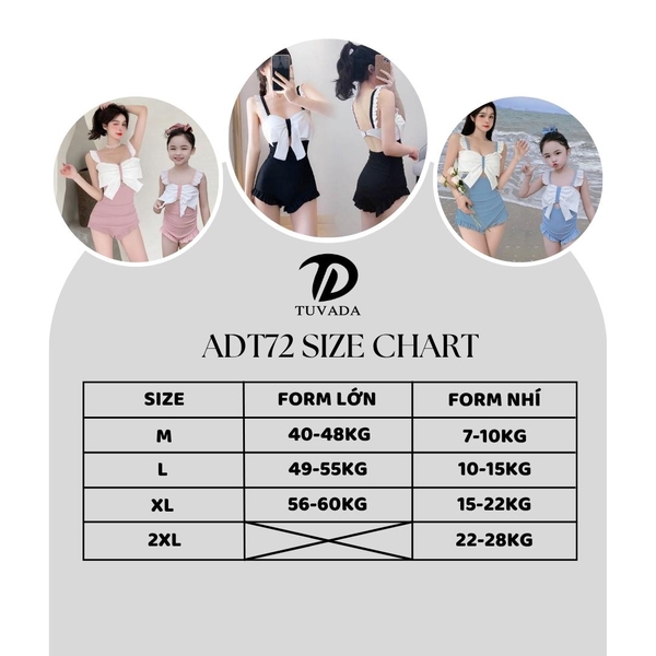 Đồ bơi mẹ và bé gái phối nơ Tuvada - BLN07