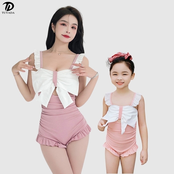 Đồ bơi mẹ và bé gái phối nơ Tuvada - BLN07