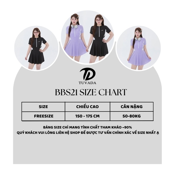 Đồ bơi nữ 1 mảnh bigsize đến 80kg hack dáng Tuvada - BBS21