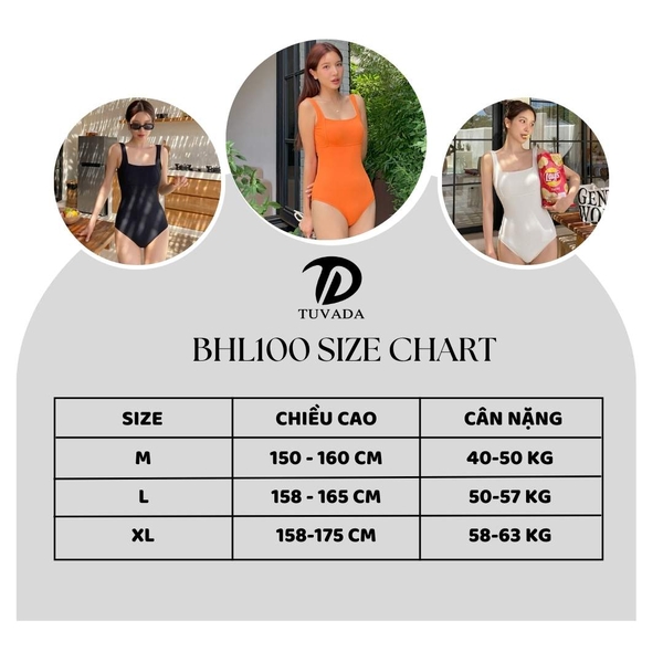 Đồ bơi nữ 1 mảnh đơn giản khoét lưng cao cấp Tuvada - BHL100