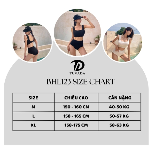 Đồ bơi nữ 2 mảnh basic có đệm ngực cao cấp Tuvada - BHL123