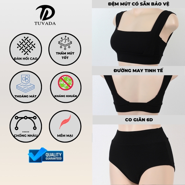 Đồ bơi nữ 2 mảnh basic có đệm ngực cao cấp Tuvada - BHL123