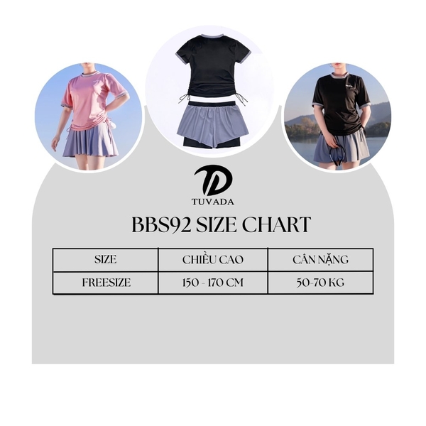 Đồ bơi nữ 2 mảnh bigsize kín đáo Tuvada - BAQ92