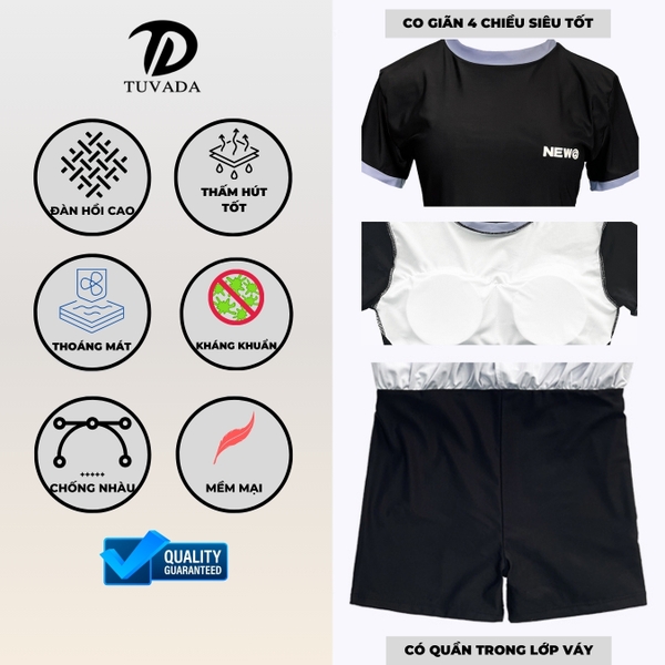 Đồ bơi nữ 2 mảnh bigsize kín đáo Tuvada - BAQ92