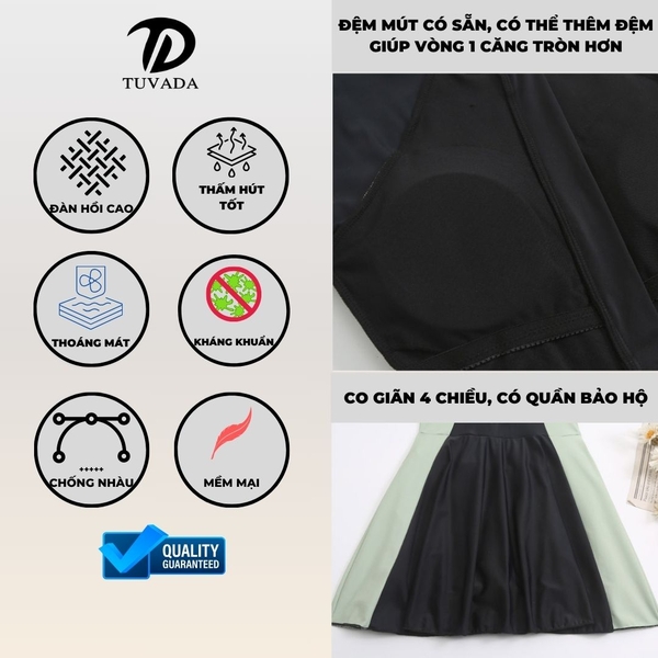 Đồ bơi nữ bigsize basic che bụng hack dáng Tuvada - BBS145
