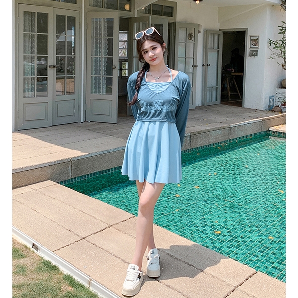 Đồ bơi nữ kèm áo choàng chống nắng bigsize Tuvada - BBS93