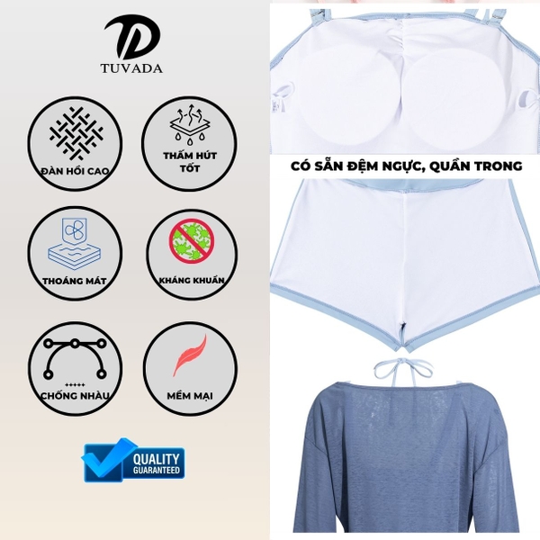 Đồ bơi nữ kèm áo choàng chống nắng bigsize Tuvada - BBS93