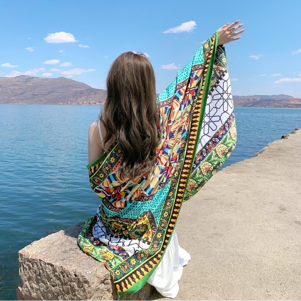 Khăn choàng đi biển Boho chống nắng nhiều màu Tuvada - KBH106