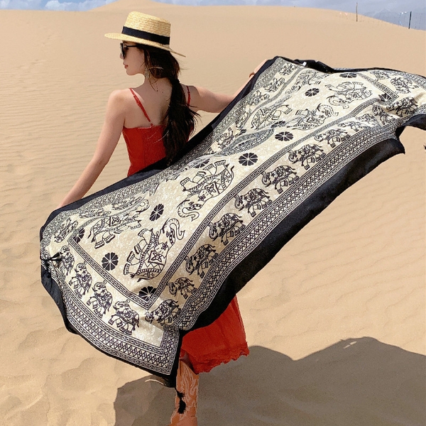 Khăn choàng đi biển Boho chống nắng nhiều màu Tuvada - KBH106